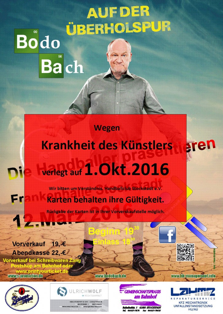 Plakat Bodo Bach verschoben